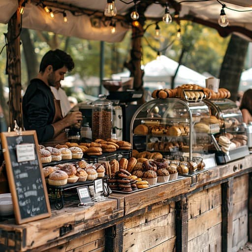 A lively market stall with home-made food